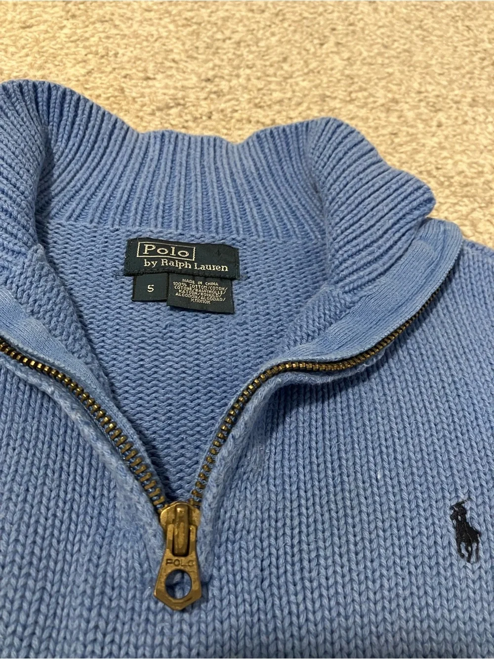 Ralph Lauren Kids Light Blue Half-Zip Knit Sweater